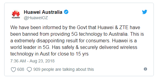 Spy agency chief addresses ban on Chinese telecoms in Australia's 5G rollout