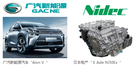 日本电产的驱动马达系统“E-Axle”曾被广汽纯电动汽车“Aion V”采用