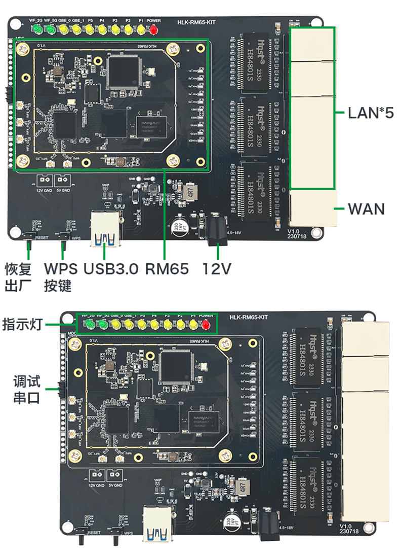 海凌科千兆WiFi6 AX3000路由模块 MT7981B双核1.3GHz主频