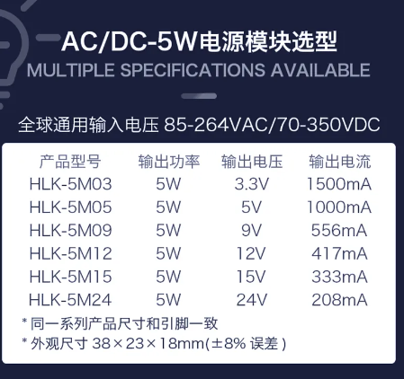 海凌科：5W-ACDC隔离电源模块 小体积低功耗高效率