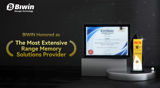 BIWIN Wins India's "The Most Extensive Range Memory Solutions Provider" Award