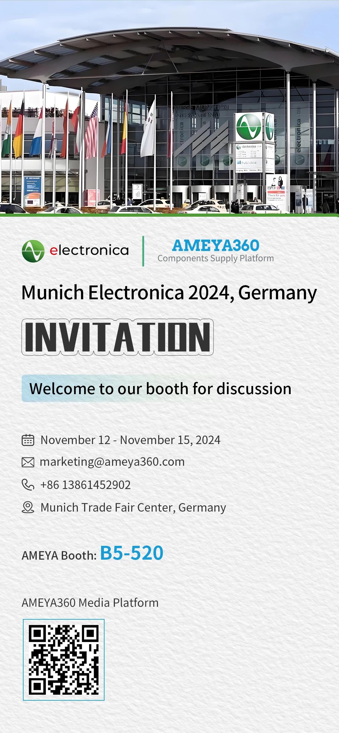 AMEYA360 invites you to attend Electronica Munich, Germany！