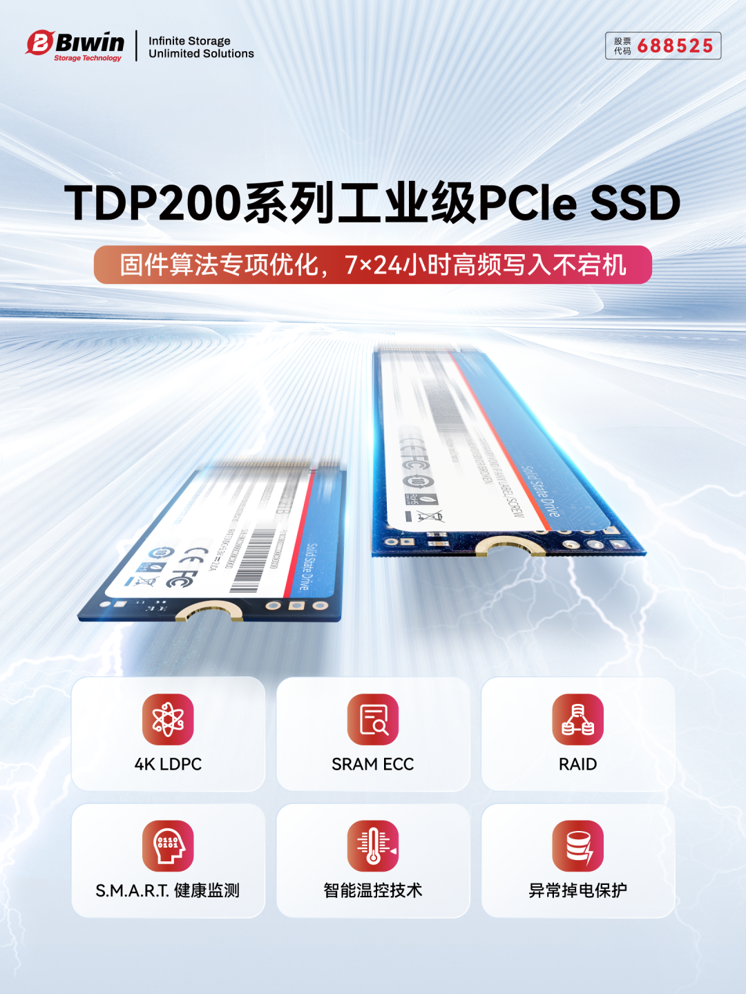 佰维特存工业级 TDP200 系列 PCIe SSD 全新上市