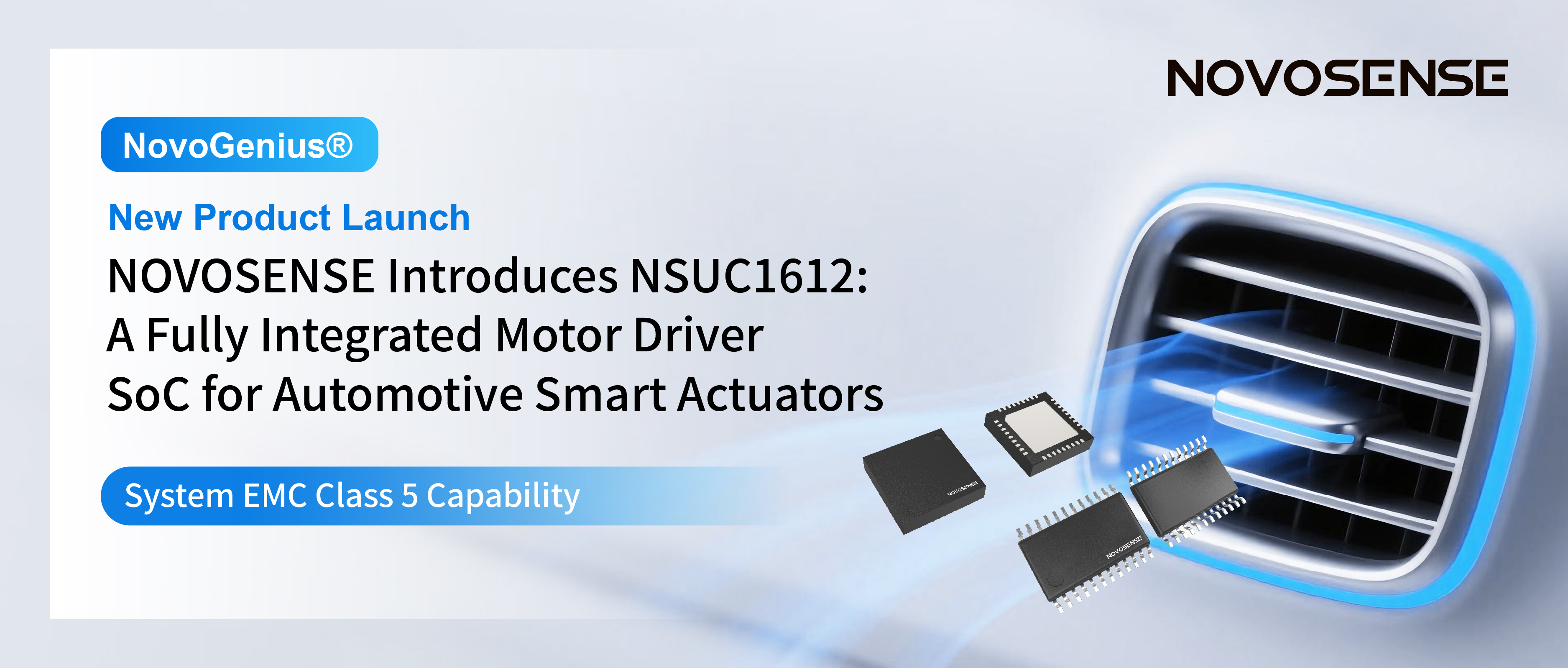 NOVOSENSE launches NSUC1612: Fully Integrated Embedded Motor Drive SoC for Smarter, Cost-Efficient Automotive Actuators
