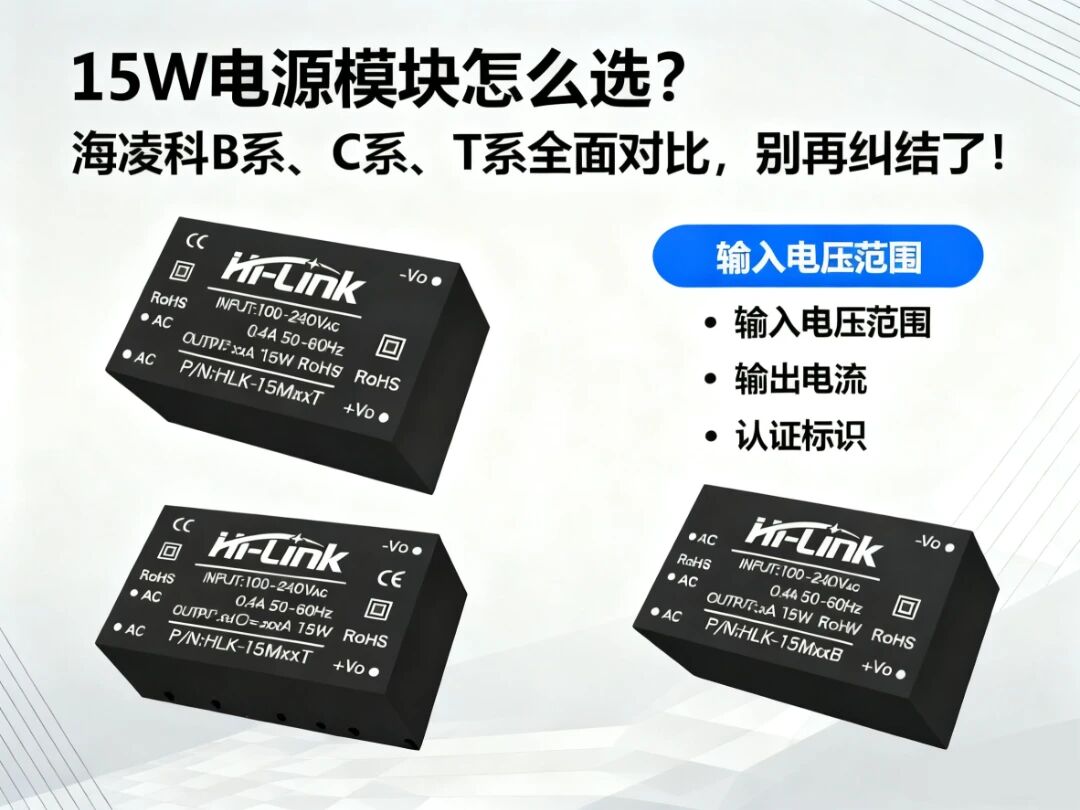 海凌科15W系列AC-DC电源模块怎么选？海凌科B系、C系、T系全面对比！