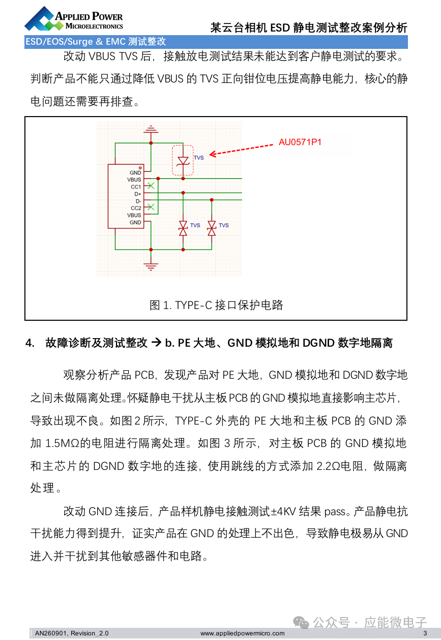 应能微电子丨案例分析:某云台相机ESD静电测试整改 应能微电子丨案例分析:某云台相机ESD静电测试整改