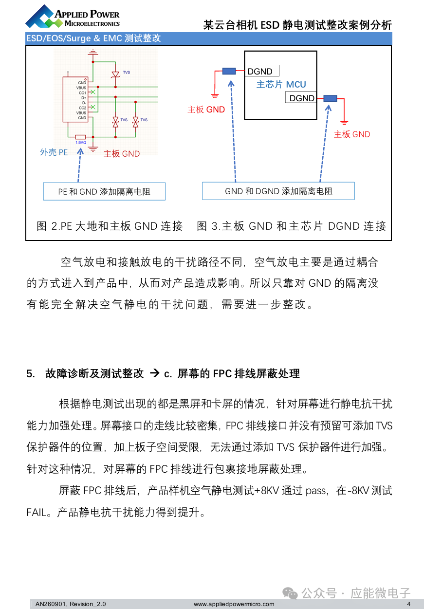 应能微电子丨案例分析:某云台相机ESD静电测试整改 应能微电子丨案例分析:某云台相机ESD静电测试整改