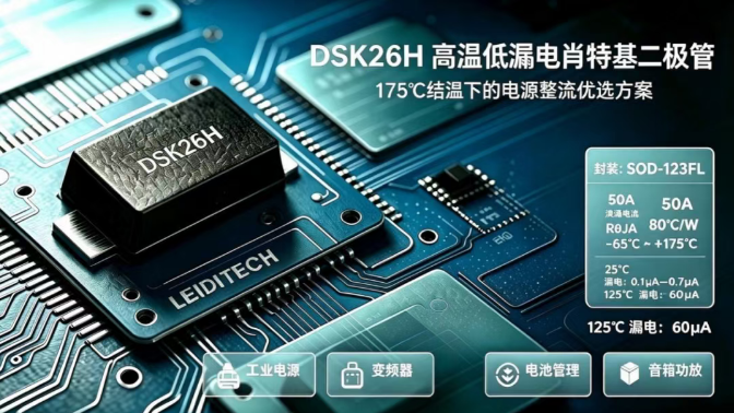 上海雷卯丨DSK26H 高温低漏电肖特基二极管深度解析——175°C结温下的电源整流优选方案 上海雷卯丨DSK26H 高温低漏电肖特基二极管深度解析——175°C结温下的电源整流优选方案