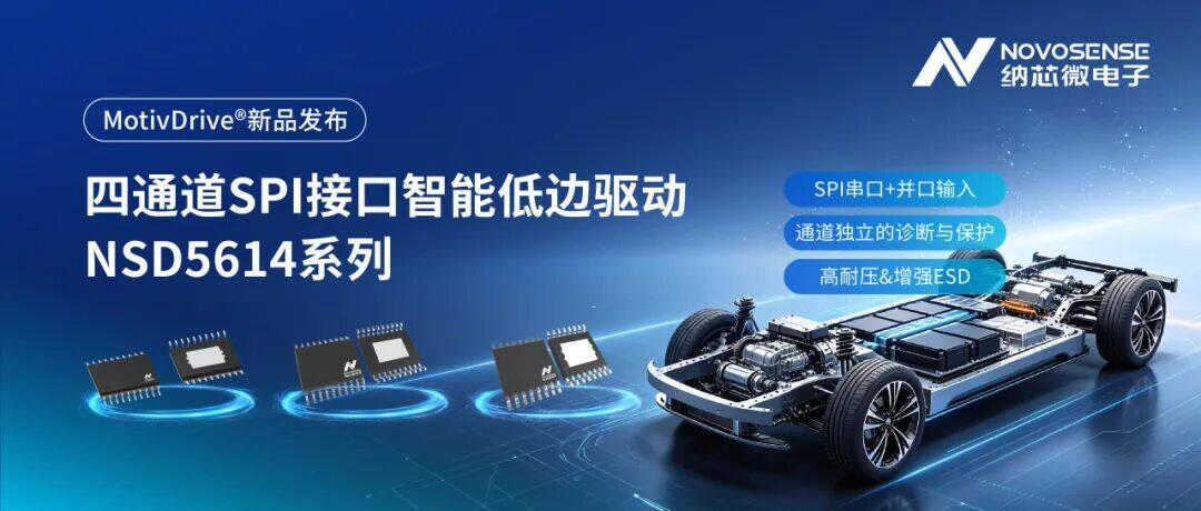 纳芯微发布四通道SPI接口智能低边驱动NSD5614系列 ，赋能汽车与工业自动化应用